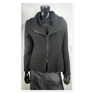 Lafayette 148 New York Black Zipper Collar Jacket Sz 10